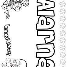 Alarna - Coloring page - NAME coloring pages - GIRLS NAME coloring pages - A names for girls coloring sheets