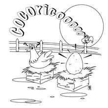 Cock and Hen coloring page - Coloring page - ANIMAL coloring pages - FARM ANIMAL coloring pages - COCK coloring pages