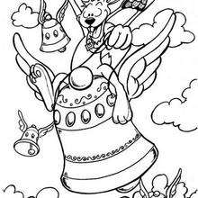 Bunnies and flying Bells coloring page
