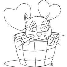 Cat in love coloring page - Coloring page - ANIMAL coloring pages - PET coloring pages - CAT coloring pages - CATS coloring pages
