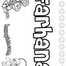Farhana - Coloring page - NAME coloring pages - GIRLS NAME coloring pages - F girly names coloring book