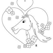 Horse in love coloring page - Coloring page - ANIMAL coloring pages - FARM ANIMAL coloring pages - HORSE coloring pages - HORSE MARE coloring pages