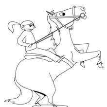 Horse rider coloring page - Coloring page - ANIMAL coloring pages - FARM ANIMAL coloring pages - HORSE coloring pages - HORSE RACING coloring pages