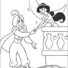 Jasmine and prince Ali coloring page