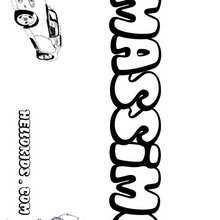 Massimo - Coloring page - NAME coloring pages - BOYS NAME coloring pages - M+N boys names coloring posters