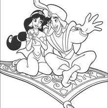 Jasmine flying with Aladdin coloring page