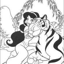 Rajah and princess Jasmine coloring page