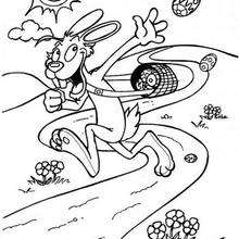 Running easter bunny coloring page - Coloring page - HOLIDAY coloring pages - EASTER coloring pages - EASTER BUNNY coloring pages