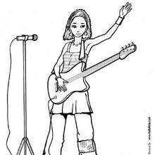 Singer with guitar coloring page