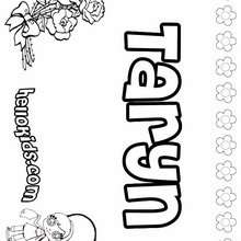 Taryn - Coloring page - NAME coloring pages - GIRLS NAME coloring pages - T names for girls coloring and printing posters