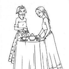 Princess Tea party coloring page - Coloring page - PRINCESS coloring pages - Online PRIINCESSES coloring pages