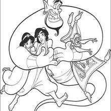 The Genie with friends coloring page - Coloring page - DISNEY coloring pages - Aladdin coloring pages