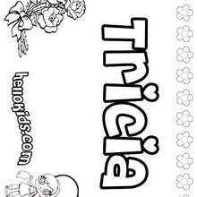 Tricia - Coloring page - NAME coloring pages - GIRLS NAME coloring pages - T names for girls coloring and printing posters