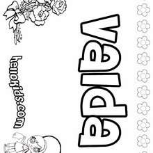 Valda - Coloring page - NAME coloring pages - GIRLS NAME coloring pages - U, V, W, X, Y, Z girls names posters