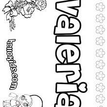 Valeria - Coloring page - NAME coloring pages - GIRLS NAME coloring pages - U, V, W, X, Y, Z girls names posters
