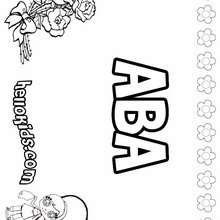 Aba - Coloring page - NAME coloring pages - GIRLS NAME coloring pages - A names for girls coloring sheets