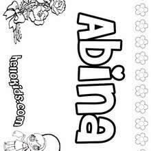 Abina - Coloring page - NAME coloring pages - GIRLS NAME coloring pages - A names for girls coloring sheets