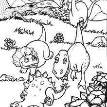 Baby dinosaurs  : stegosaurus, tyrannosaurus ... coloring page