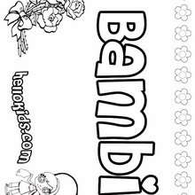 Bambi - Coloring page - NAME coloring pages - GIRLS NAME coloring pages - B names for girls coloring sheets
