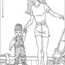 Barbie with her daughter coloring page - Coloring page - GIRL coloring pages - BARBIE coloring pages
