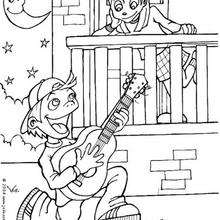 Boy singing a love song coloring page - Coloring page - HOLIDAY coloring pages - VALENTINE coloring pages - BOY IN LOVE coloring pages
