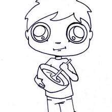 Boy eating the whipped cream coloring page - Coloring page - CHARACTERS coloring pages - COOKING coloring pages