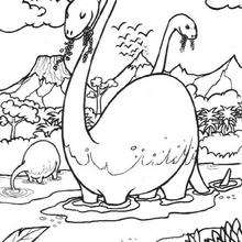 Brontosaurus in water coloring page - Coloring page - ANIMAL coloring pages - DINOSAUR coloring pages - Brachiosaurus, Brontosaurus and Diplodocus coloring pages