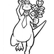 Brontosaurus with flowers coloring page - Coloring page - ANIMAL coloring pages - DINOSAUR coloring pages - Brachiosaurus, Brontosaurus and Diplodocus coloring pages