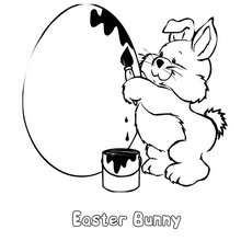 Bunny painting an Egg coloring page