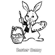 Painting Easter Bunny coloring page - Coloring page - HOLIDAY coloring pages - EASTER coloring pages - EASTER BUNNY coloring pages