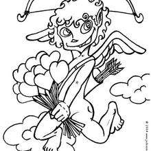 Cherub and bow coloring page - Coloring page - HOLIDAY coloring pages - VALENTINE coloring pages - CUPID coloring pages