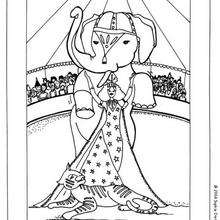 Circus elephant coloring page - Coloring page - CHARACTERS coloring pages - CIRCUS coloring pages