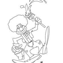 Painting clown coloring page