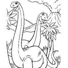 Dinosaur couple coloring page - Coloring page - ANIMAL coloring pages - DINOSAUR coloring pages - Brachiosaurus, Brontosaurus and Diplodocus coloring pages