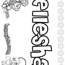 Ellesha - Coloring page - NAME coloring pages - GIRLS NAME coloring pages - E names for girls coloring book