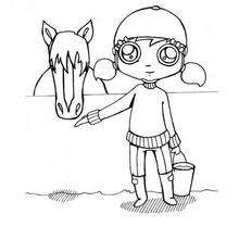 Girl and horse coloring page