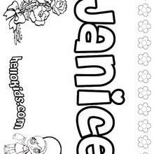 Janice - Coloring page - NAME coloring pages - GIRLS NAME coloring pages - J names for girls coloring pages
