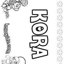 Kora - Coloring page - NAME coloring pages - GIRLS NAME coloring pages - K names for girls coloring posters