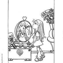 Girl with lipstick coloring page - Coloring page - HOLIDAY coloring pages - VALENTINE coloring pages - GIRL IN LOVE coloring page