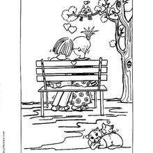Lovers coloring page - Coloring page - HOLIDAY coloring pages - VALENTINE coloring pages - KISS coloring pages