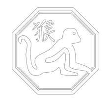 Chinese astrology :  monkey coloring page - Coloring page - ZODIAC coloring pages - CHINESE ZODIAC coloring pages - Chinese Zodiac MONKEY