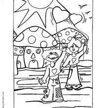 Valentine's Day Mushrooms coloring page - Coloring page - HOLIDAY coloring pages - VALENTINE coloring pages - Free VALENTINE coloring pages