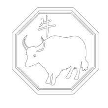 Chinese astrology :  ox coloring page