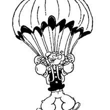 Popeye the sailor with parachute coloring page - Coloring page - CHARACTERS coloring pages - TV SERIES CHARACTERS coloring pages - POPEYE THE SAILOR coloring pages - POPEYE coloring pages