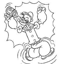 Popeye the sailor eating spinach coloring page - Coloring page - CHARACTERS coloring pages - TV SERIES CHARACTERS coloring pages - POPEYE THE SAILOR coloring pages - POPEYE coloring pages