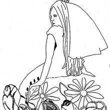 Princess with flowers coloring page - Coloring page - PRINCESS coloring pages - Online PRIINCESSES coloring pages