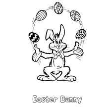 Rabbit juggling with Eggs coloring page