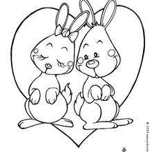 Rabbits in love coloring page - Coloring page - HOLIDAY coloring pages - VALENTINE coloring pages - Free VALENTINE coloring pages