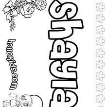 Shayla - Coloring page - NAME coloring pages - GIRLS NAME coloring pages - S girls names coloring posters