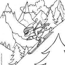 Boy skiing coloring page